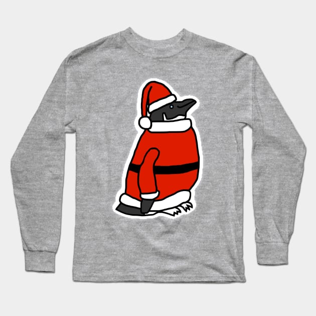 Cute Penguin dressed in Christmas as Santa Long Sleeve T-Shirt by ellenhenryart